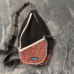 Kavu Black Red and Orange Patterned Backpack